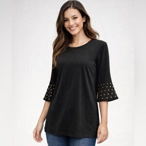 Michael Kors long bell sleeve top with studs size large NWT